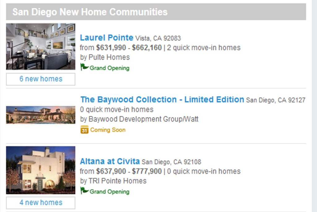 New Homes May San Diego